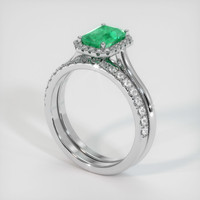 0.82 Ct. Emerald Ring, 18K White Gold 2