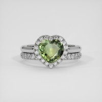 2.11 Ct. Green Sapphire Ring, 18K White Gold 1