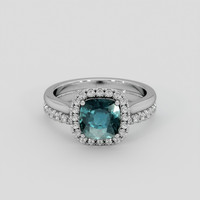 2.10 Ct. Bluish Green Sapphire Ring, 18K White Gold 1