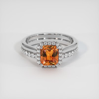 2.04 Ct. Orange Sapphire Ring, 18K White Gold 1