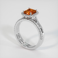 2.04 Ct. Orange Sapphire Ring, 18K White Gold 2