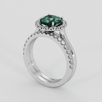 2.05 Ct. Bluish Green Sapphire Ring, 18K White Gold 2