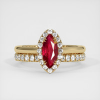 0.72 Ct. Ruby Ring, 14K Yellow Gold 1