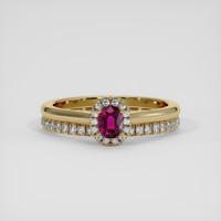 0.51 Ct. Pinkish Red Ruby Ring, 14K Yellow Gold 1