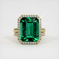 11.15 Ct. Emerald Ring, 18K Yellow Gold 1