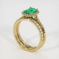 0.82 Ct. Emerald Ring, 18K Yellow Gold 2