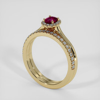 0.51 Ct. Pinkish Red Ruby Ring, 18K Yellow Gold 2