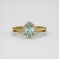 0.82 Ct. Bluish Green Sapphire Ring, 18K Yellow Gold 1