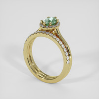 0.82 Ct. Bluish Green Sapphire Ring, 18K Yellow Gold 2