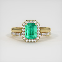 1.44 Ct. Emerald Ring, 18K Yellow Gold 1