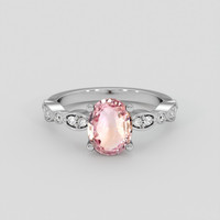 1.80 Ct. Padparadscha Sapphire Ring, Platinum 950 1