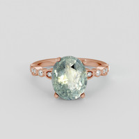 4.70 Ct. Bluish Green Sapphire Ring, 14K Rose Gold 1