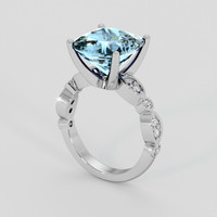 3.80 Ct. Blue Aquamarine Ring, 10K White Gold 2