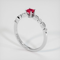 0.39 Ct. Pinkish Red Ruby Ring, 10K White Gold 2
