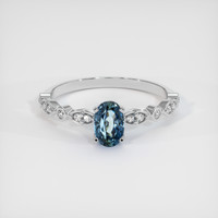 0.96 Ct. Greenish Blue Sapphire Ring, 10K White Gold 1