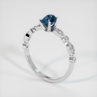0.96 Ct. Greenish Blue Sapphire Ring, 10K White Gold 2