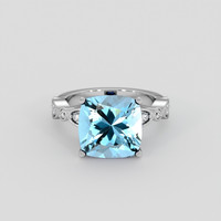 3.80 Ct. Blue Aquamarine Ring, 14K White Gold 1