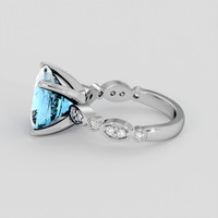 3.80 Ct. Blue Aquamarine Ring, 14K White Gold 4