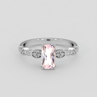 1.07 Ct. Pink Morganite Ring, 14K White Gold 1
