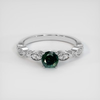 0.98 Ct. Green Sapphire Ring, 14K White Gold 1