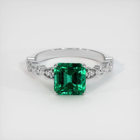 Pave Emerald Ring 1.97 Ct., 18K White Gold Preview