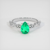 0.76 Ct. Emerald Ring, 18K White Gold 1