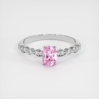 1.09 Ct. Pink Sapphire Ring, 18K White Gold 1