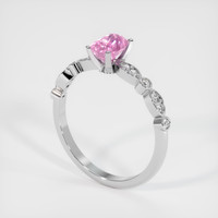 1.09 Ct. Pink Sapphire Ring, 18K White Gold 2