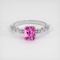 1.32 Ct. Pink Sapphire Ring, 18K White Gold 1