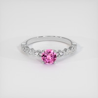 0.92 Ct. Pink Sapphire Ring, 18K White Gold 1