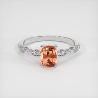 1.59 Ct. Padparadscha Sapphire Ring, 18K White Gold 1