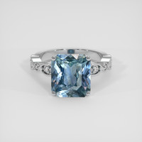 6.02 Ct. Greenish Blue Sapphire Ring, 18K White Gold 1