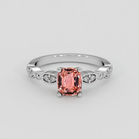 1.22 Ct. Padparadscha Sapphire Ring, 18K White Gold 1