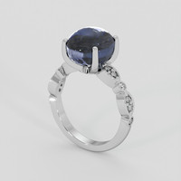 8.03 Ct. Greyish Blue Sapphire Ring, 18K White Gold 2