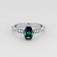 1.62 Ct. Bi Color Sapphire Ring, 18K White Gold 1