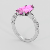 2.98 Ct. Pink Sapphire Ring, 18K White Gold 2