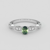 0.50 Ct. Green Sapphire Ring, 18K White Gold 1