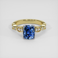 3.40 Ct. Blue Sapphire Ring, 14K White & Yellow 1