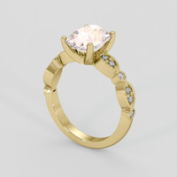3.06 Ct. Peach Sapphire Ring, 14K Yellow Gold 2