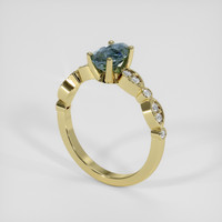 1.20 Ct. Greenish Blue Sapphire Ring, 14K Yellow Gold 2