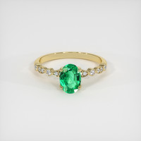 0.93 Ct. Emerald Ring, 18K Yellow Gold 1