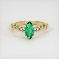 0.92 Ct. Emerald Ring, 18K Yellow Gold 1