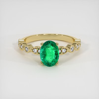 1.09 Ct. Emerald Ring, 18K Yellow Gold 1