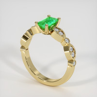 0.63 Ct. Emerald Ring, 18K Yellow Gold 2