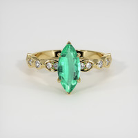 1.00 Ct. Emerald Ring, 18K Yellow Gold 1