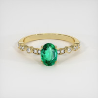 0.76 Ct. Emerald Ring, 18K Yellow Gold 1