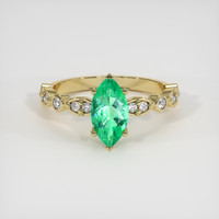 0.91 Ct. Emerald Ring, 18K Yellow Gold 1