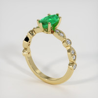 0.91 Ct. Emerald Ring, 18K Yellow Gold 2