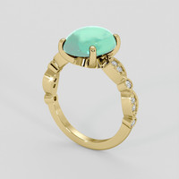 4.30 Ct. Greenish Blue Jade Ring, 18K Yellow Gold 2