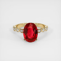 4.09 Ct. Ruby Ring, 18K Yellow Gold 1